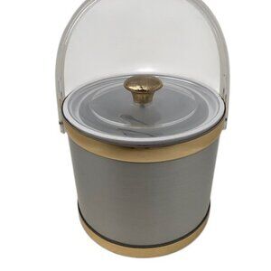 VINTAGE Culver Brushed Silver and Gold Acrylic Barware Ice Bucket